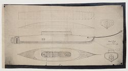 Naval architectural plan of a spar torpedo boat
